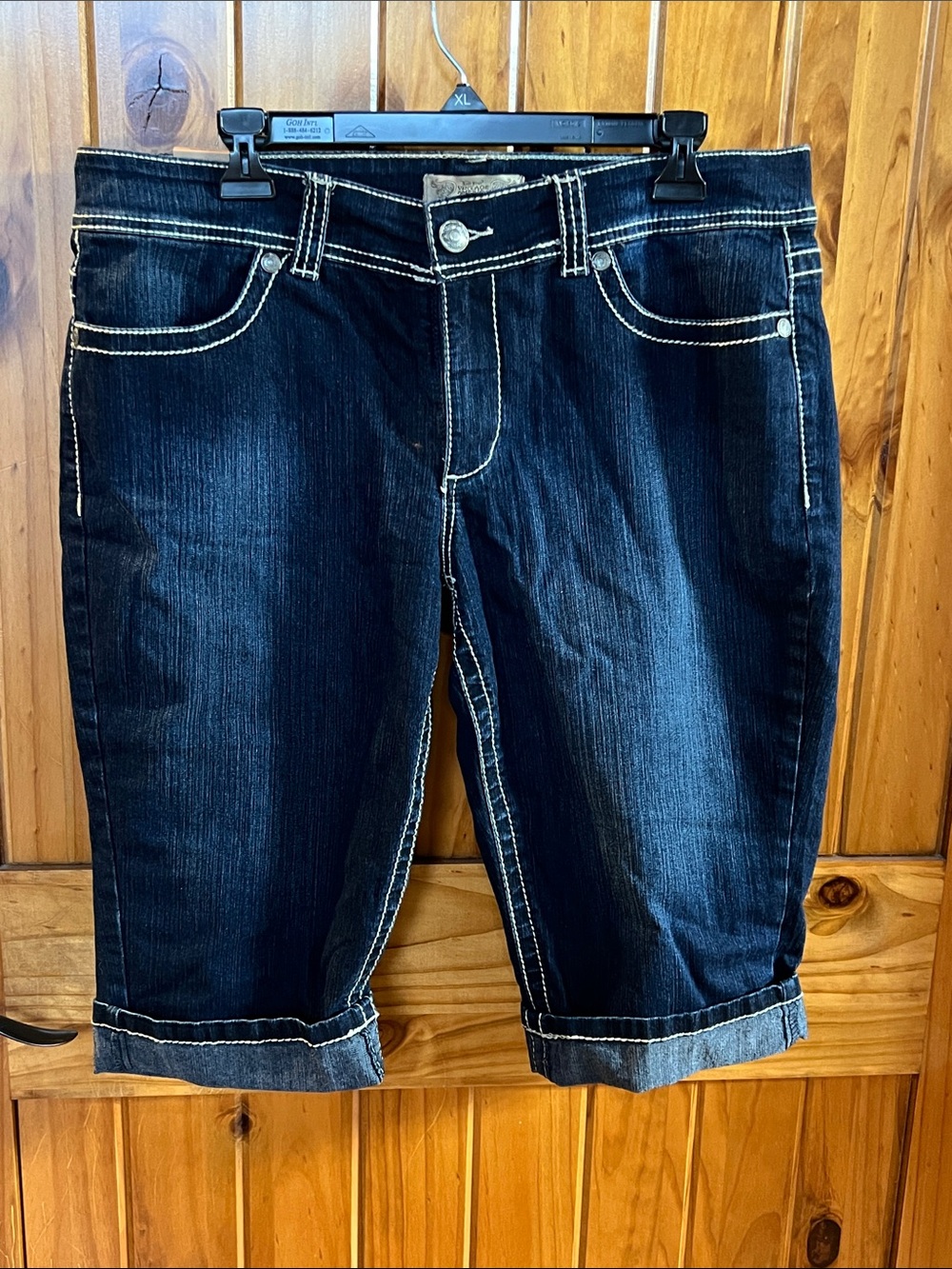 Nine West Dark Blue Cropped Rolled-Hem Jeans